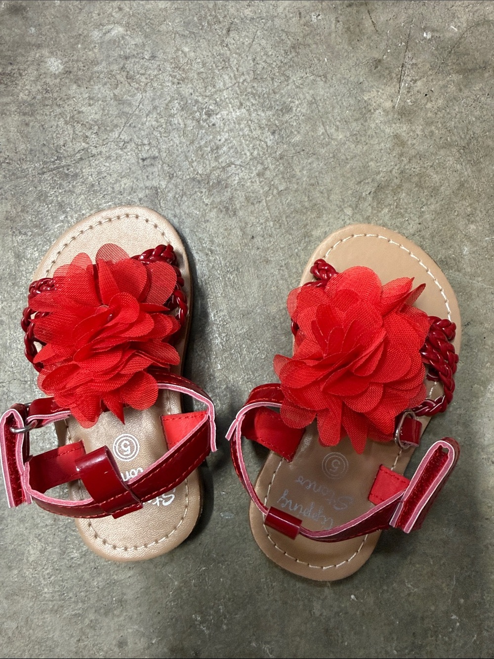 Toddler Red Flower Strap Sandals